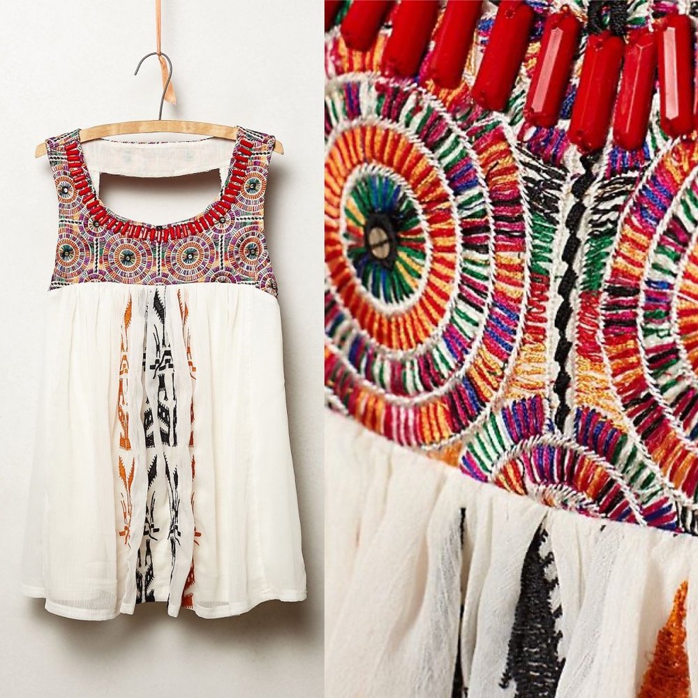 Anthropologie Siargao Embroidered Top S